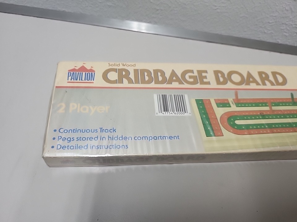 Vintage Cribbage Solid Wood Board Pavilion Track 80s with Pegs No. 62