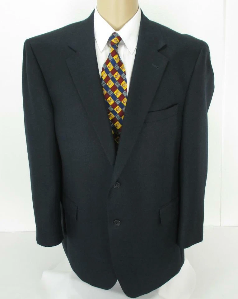 46 R Jos A Ufer Blau Schwarz Seide Kamel Haar Herrenjacke Sport Coat Blazer Mint - Bild 2 von 4