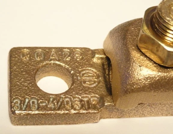 x6! BURNDY QIKLUG QQA28 3/0-4/0 Str. 1-hole Twin Clamp Mechanical Terminal Lug - Image 3 of 4