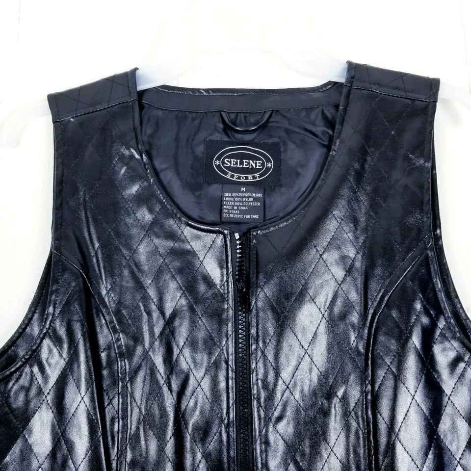 Chaleco deportivo Selene para mujer talla mediana negro acolchado cremallera completa sin mangas Foto 4 de 4