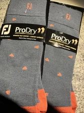 2 Pair FootJoy ProDry Men's Fashion Crew Socks Graphite and Coral  Sz 7-12 NEW