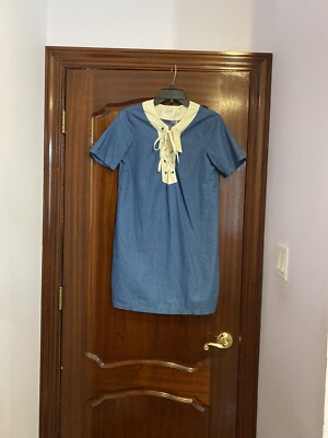 Denim Dress With Bow Tie Detail In Front New with Tag