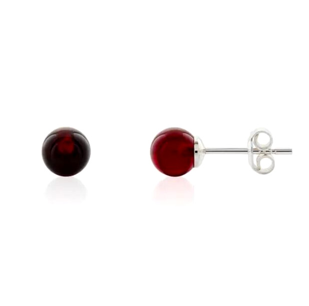 Boucles d'oreilles ambre rouge naturel argent 925 véritable pour femme