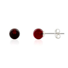 Boucles d'oreilles en ambre rouge naturel et argent 925 - Ambre Rouge Véritable
