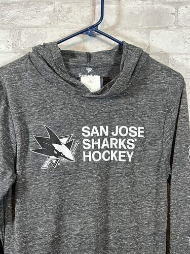 NWT Fanatics Branded Charcoal Gray San Jose Sharks Hooded LS T-shirt Size Small - Picture 3 of 9
