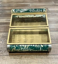 Antique BUNTE CANDY Store Display Advertising GENERAL STORE Tin & Glass RARE
