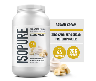 Isopure Zero Carb Whey Protein, Banana Cream, 3 lb, 25g Protein