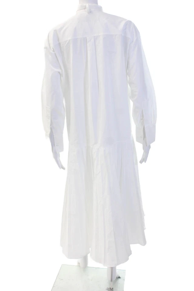 Valentino Womens Shirt Dress White Cotton Collared Long Sleeve Midi Size L - Image 3 of 4
