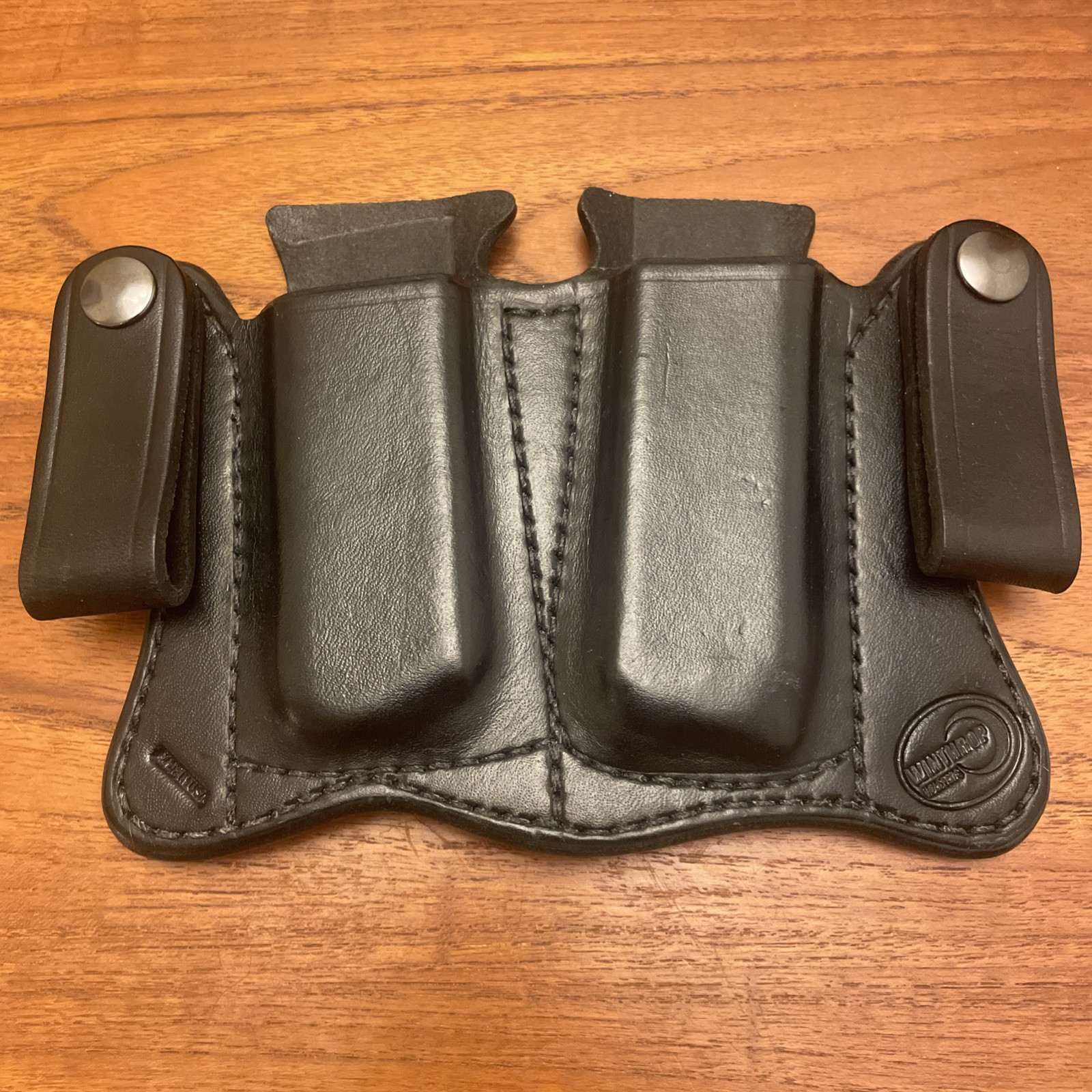 Double Magazine Pouch IWB Leather Black Cowhide For 2X 1911 Mags .45 Or 9mm-image
