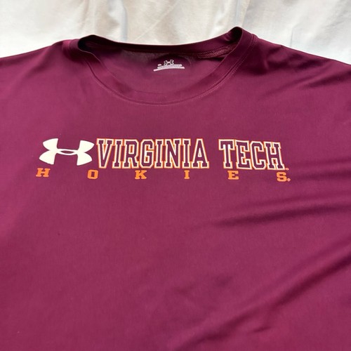 Men's XL Maroon Under Armour Athletic T-Shirt Virginia Tech University Hokies - Picture 2 of 12