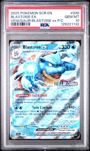 2025 Pokemon SCR EN-Stellar Crown Stamp Blastoise EX #030 EX P/C PSA 10 Low Pop