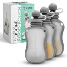 Silicone Reusable Baby Food Pouches: BPA-Free and Eco-Friendly, 5 oz Refillab...