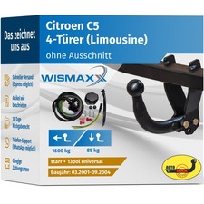 ANHÄNGERKUPPLUNG starr für Citroen C5 01-04 +13polig ESatz ABE