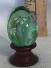 Fenton Handpainted Green Egg Signed By D. Robinson Painted With Floral Design