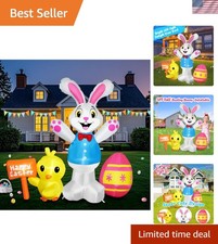 Vibrant 5Ft Self-Inflating Easter Bunny Decoration with Bright LED Lights