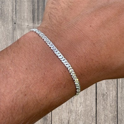 3.5mm Dollar Link Bracelet - Real Solid 925 Sterling Silver MADE IN ITALY