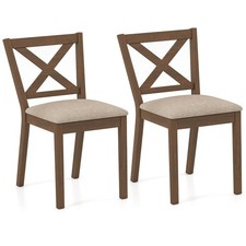 Dining Chair Set of 2 Upholstered Seat  Breathable X-shaped