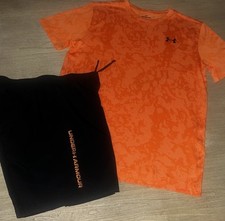 Under Armour Boy  s XL UA Tech Vent Geode SS  Woven Shorts Atomic/Black NWOT 55