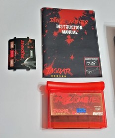 JagZombies Atari JAGUAR Red Cartridge with Rom Revision Complete In Box. Zombies