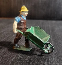 VINTAGE  1930s JOHILLCO J HILL VILLAGE FARMER WITH BARROW LEAD FIGURE ENGLAND FN