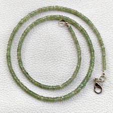 Australia Green Sapphire Faceted Rondelle 3-4.5mm Gemstone Beads 17" Necklace