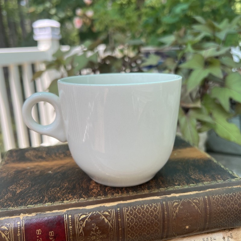 Vintage USA White Restaurant Ware Ring Handle Coffee Mug Heavy Ironstone Cup