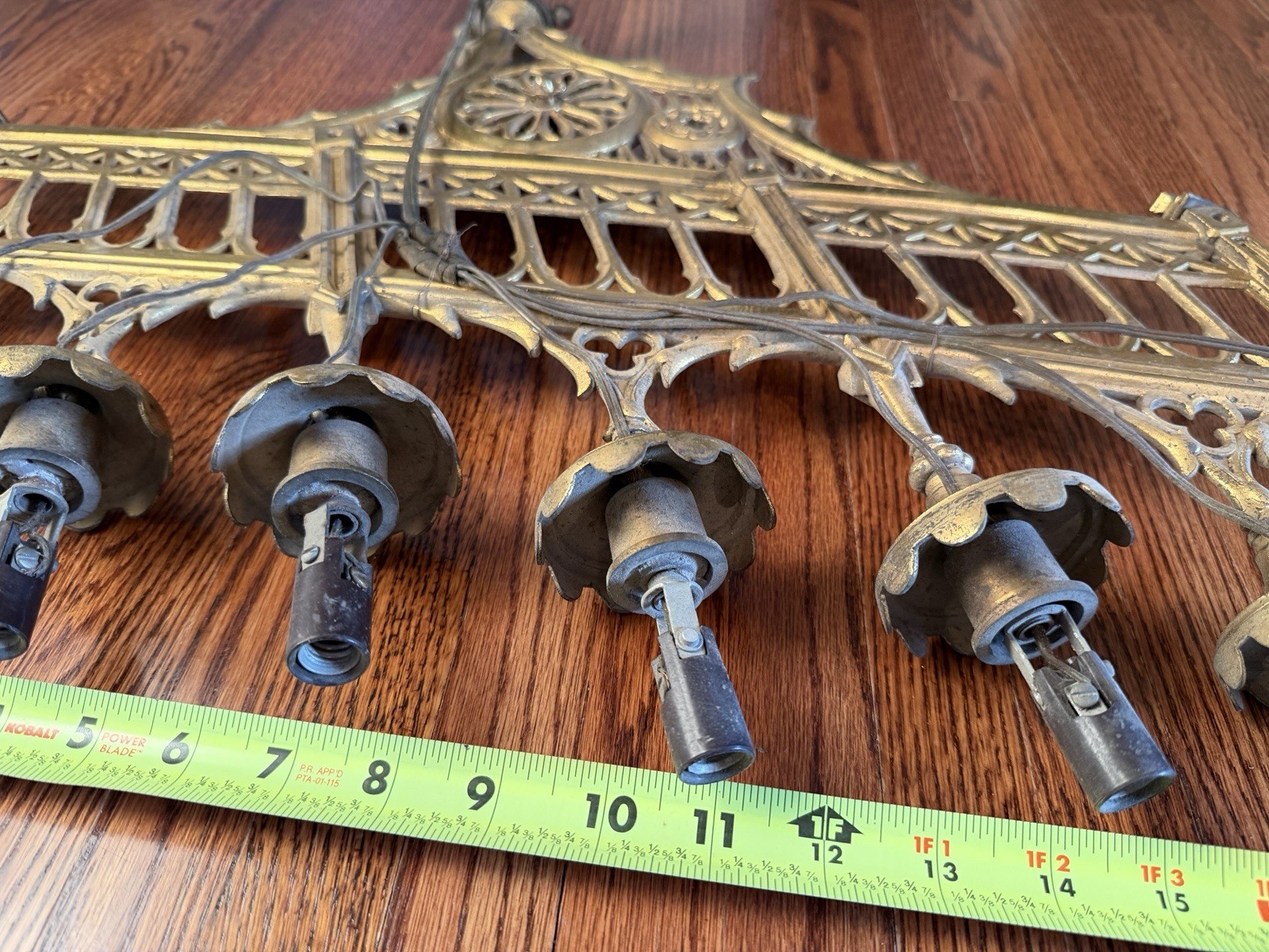 VINTAGE 7 CANDLE BRASS CHURCH ALTAR CANDELABRAS
