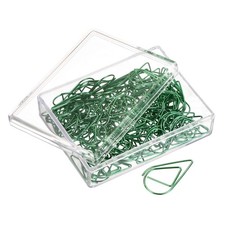 100pcs Paper Clips 1 Inch Drop-Shaped with Box Green for Office Home