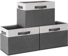 Large Fabric Storage Bins With 3 Handles 15x11x9 6 Inch Storage Baskets