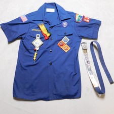 Boy Scouts Of America Shirt Boys Medium Blue Cub Scout Uniform Belt Webelos