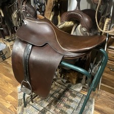 Brown Dressage English Horse Saddle with Stirrup Leathers and Irons