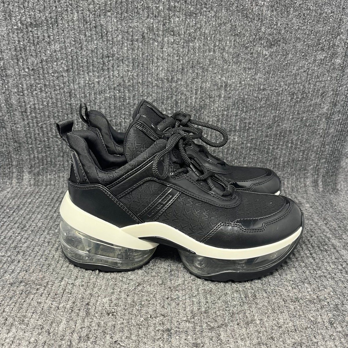 NEW Michael Kors Olympia Extreme Logo Jacquard Leather Trainer