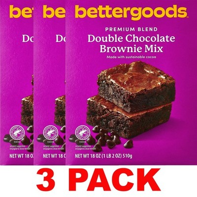bettergoods Premium Blend Double Chocolate Brownie Mix 18 oz Box   3 PACK