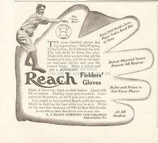 1911 AJ Reach Baseball Fielders Glove Hans Wagner Eddie Collins Ty Cobb Ad