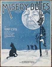 rare RAG PIANO sheet music MISERY BLUES by HENRY LODGE ~ 1918