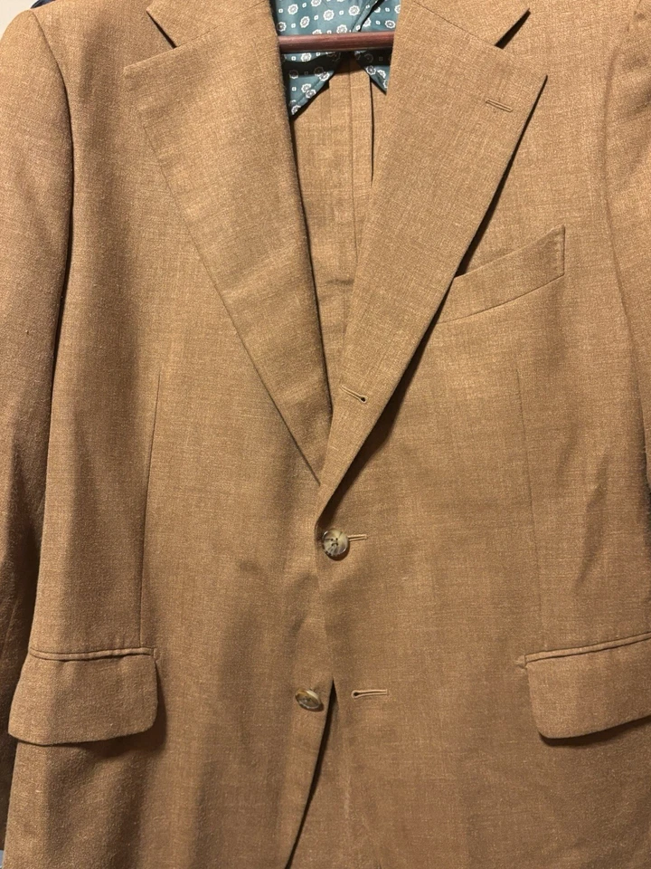 Blazer Abrigo Deportivo Suit Supply Personalizado Lana Seda Lino 46s Marrón Tabaco  Foto 2 de 4