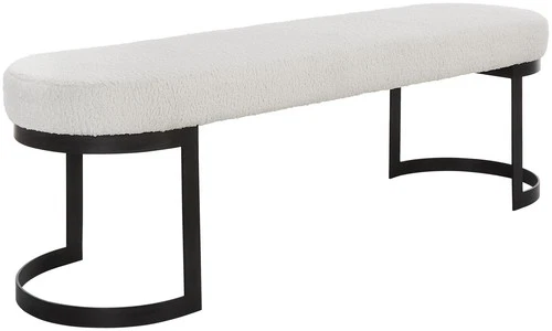 Uttermost 23817 Infinity 60"W Iron Framed Polyester Bench - White - Picture 1 of 6