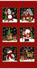 Christmas Merry Town Fabric 24" X44" Panel RETIRED Santa Cotton by Studio E