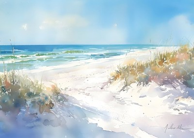 Wandkunst mit ruhiger Strandszene K�sten Heimdekoration Aquarell Nat