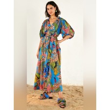 🌺✨ Farm Rio Totally Tuiuiu Tropical Floral Birds Wrap Maxi Dress M ✨🌺