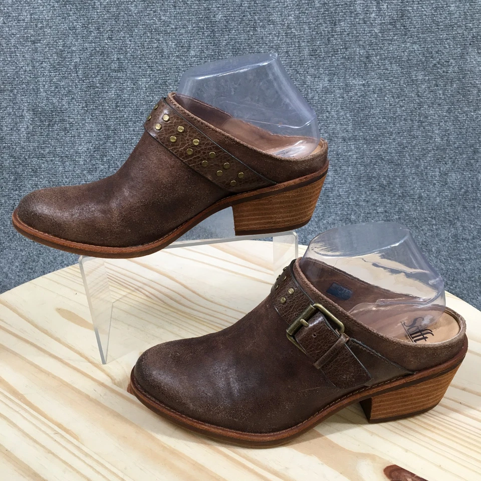 Sapatos Sofft Feminino 8.5 M Adena Casual Salto em Bloco Mules Couro Marrom - Imagem 2 de 4