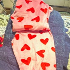 Girls 2-Piece Pajama Set Size S Pink/Red Heart Print Top Pants