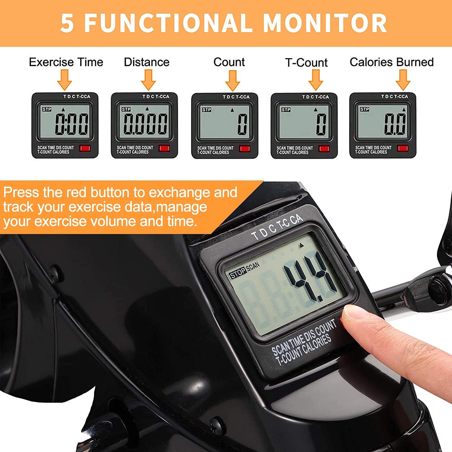 Pedal Exerciser Under Desk Bike Mini Exercise Bike for Leg and Arm Cycling Ex...