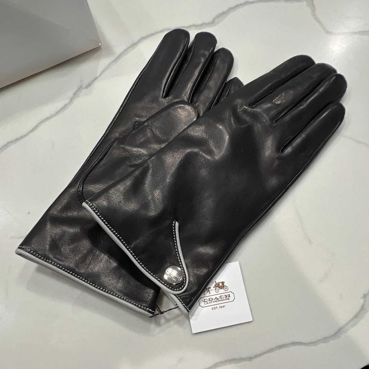 小物 COACH Leather Long Gloves Black Coach Leather Black Gloves & Mittens for Women for sale | eBay