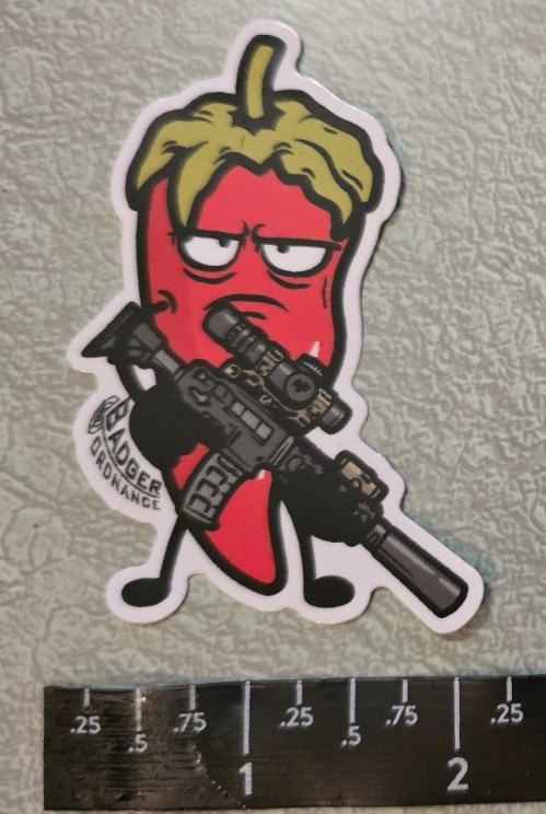Badger Ordnance Hot Tactical Pepper Rifle AR-15 Vinyl Decal Sticker Shot Show