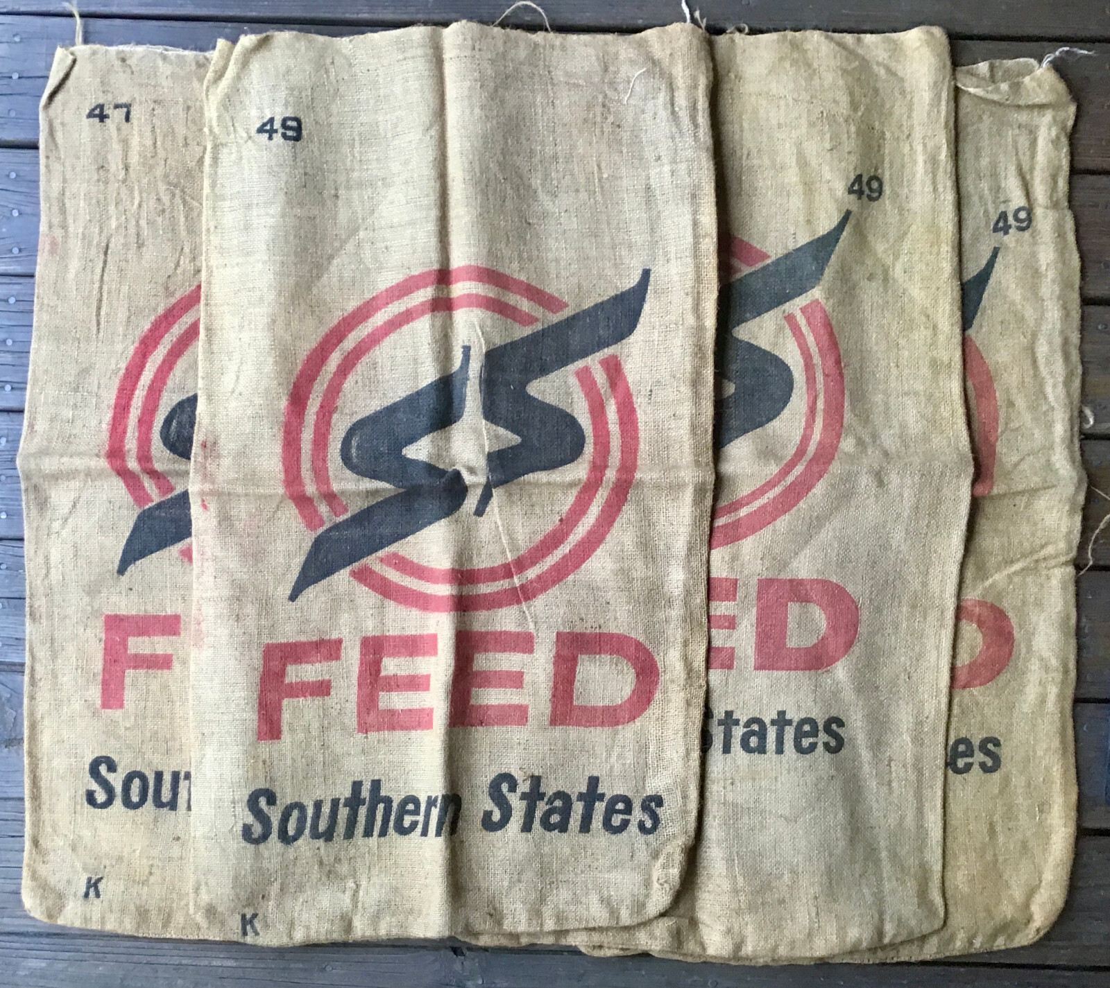 Vintage SOUTHERN STATES Feed Sack, SUPER GOOD, Burlap Advertising SACK