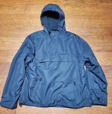Men's Brandit Hooded Fleece Lined Anorak Jacket Navy Blue L