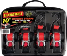 Erickson 04418 Pro Series 1" x 10' Re-Tractable Ratcheting Tie-Down Strap 4Pack