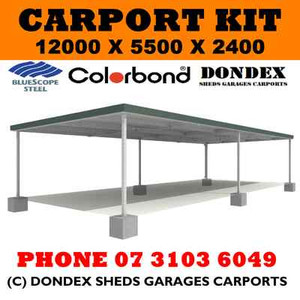 Dondex 4 Car Carport Kit 12x5 5x2 4 Skillion Zinc Roof Colorbond
