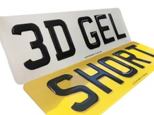 16" Short 4D 3D Gel Number Plate UK Road Legal Gloss Premium (PAIR) 6 Digits
